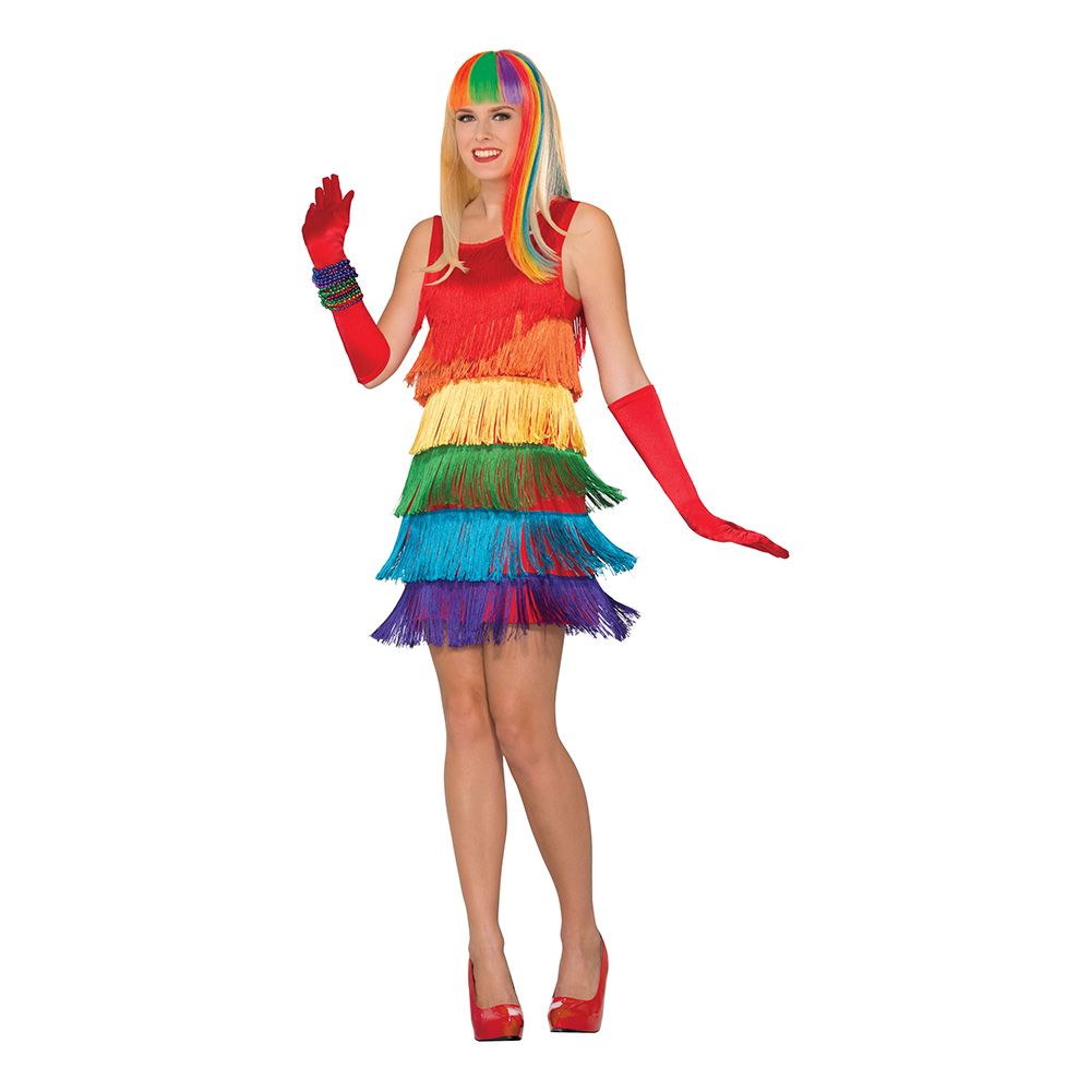 Flapper Regnbåge Maskeraddräkt Budget | Partykungen Regnbågsfärgad Kostym Maskeraddräkt | Partykungen