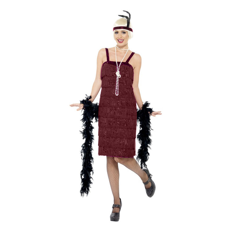 Flapper Burgundy Karnevalkostyme | Partyking Flapper Veske | Partyking