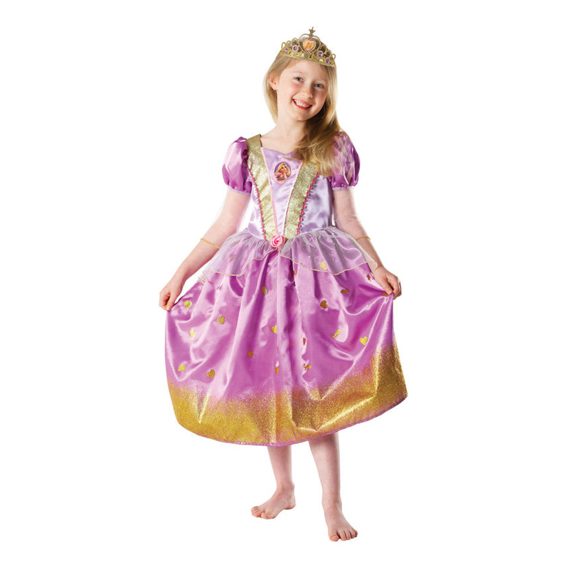 Glittrig Rapunzel Barn Maskeraddräkt | Partykungen Trassel™ Rapunzel™ barndräkt med tiara, köp Maskeradkläder