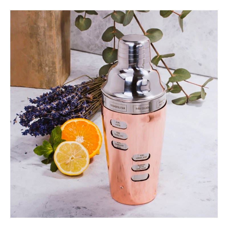 Kobberbelagt Cocktailshaker med Oppskrift Partyking.no