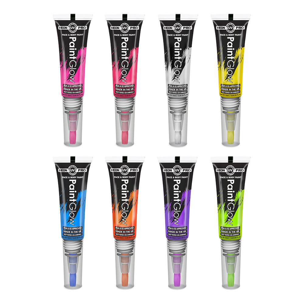 PaintGlow Pro UV Neon Ansikts & Kroppsmaling med Applikator UV Neon Kroppsmaling Janet | Partyking