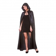 Long black satin cape