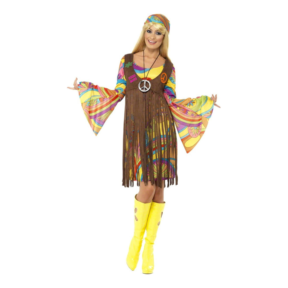 60 talskläder på maskerad Hippiekläder, Mods mm Retro flower power klänning, maskeradkläder