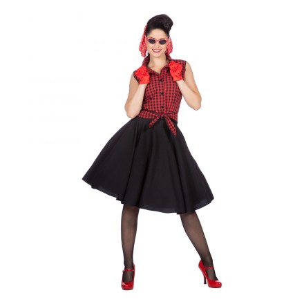 Rockabilly Klänning med Kjol Maskeraddräkt | Partykungen Rockabilly Klänning med Kjol Maskeraddräkt | Partykungen